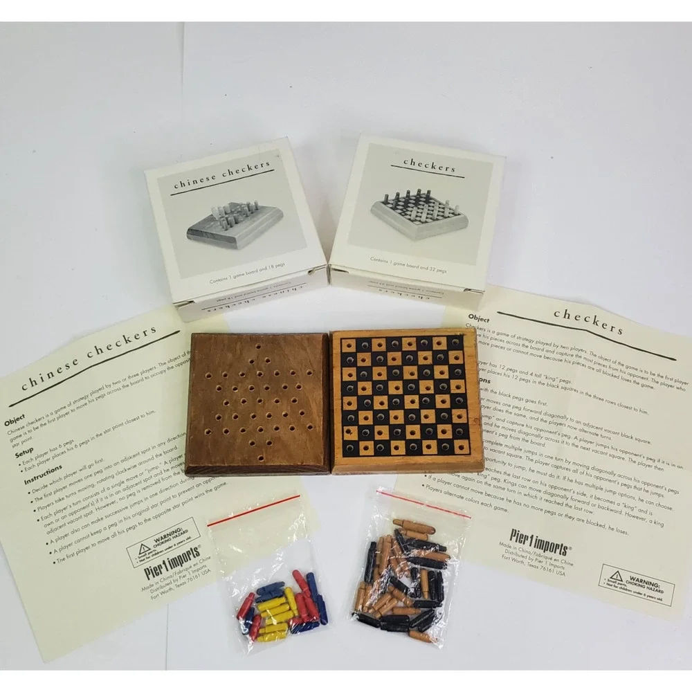 Pier 1 imports Chinese Checkers & Checkers Mini Travel Board Games